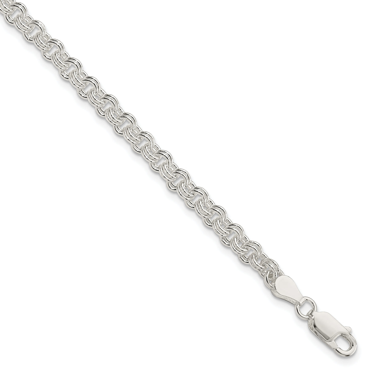 Sterling Silver 4mm Double Link Charm Bracelet