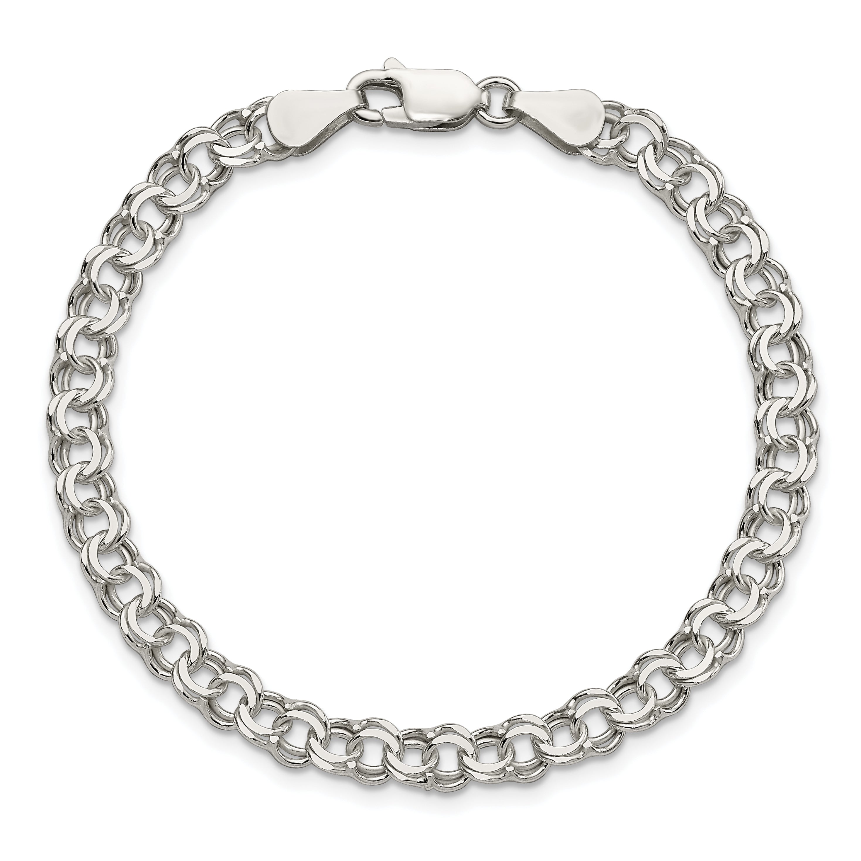 Sterling Silver 5.5mm Double Link Charm Bracelet