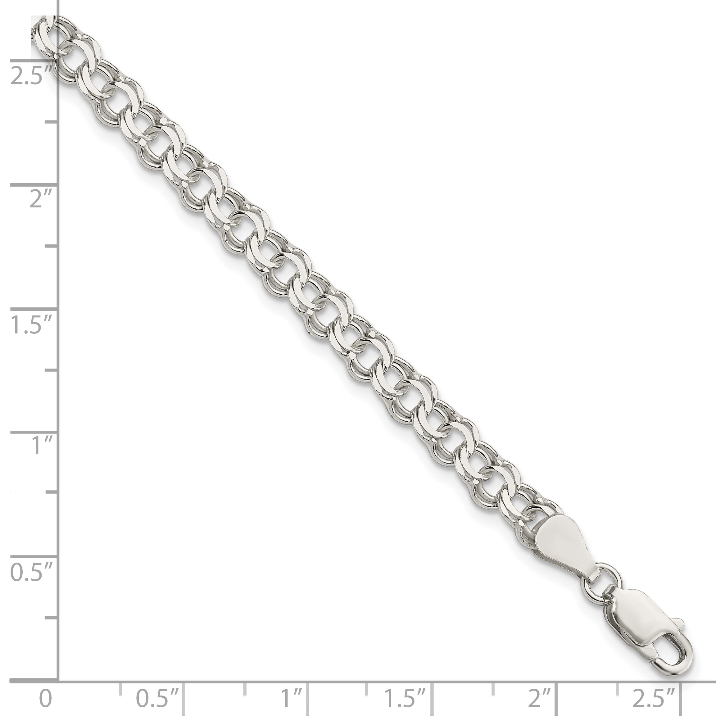 Sterling Silver 5.5mm Double Link Charm Bracelet