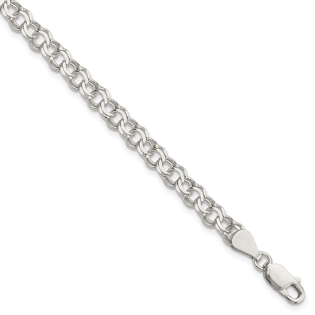 Sterling Silver 5.5mm Double Link Charm Bracelet