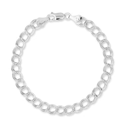 Sterling Silver 6mm Double Link Charm Bracelet