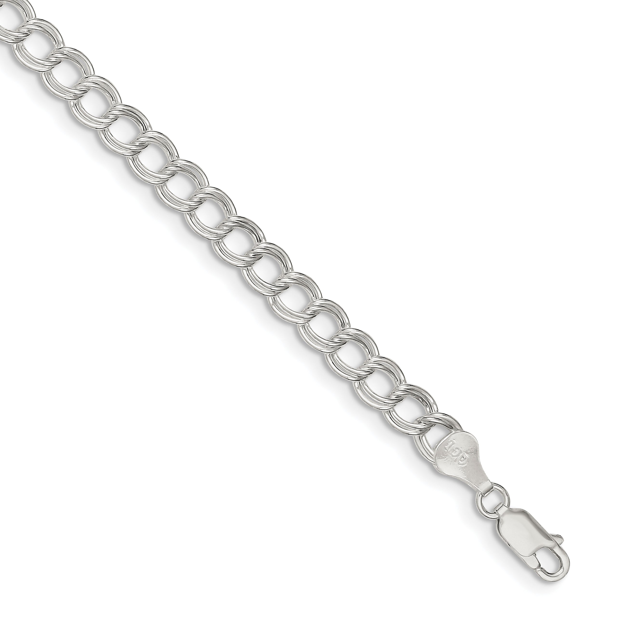 Sterling Silver 6mm Double Link Charm Bracelet