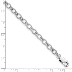 Amore La Vita Sterling Silver Rhodium-plated Polished 5.25mm Oval and Round Link 9 inch with Lobster Clasp Charm Anklet