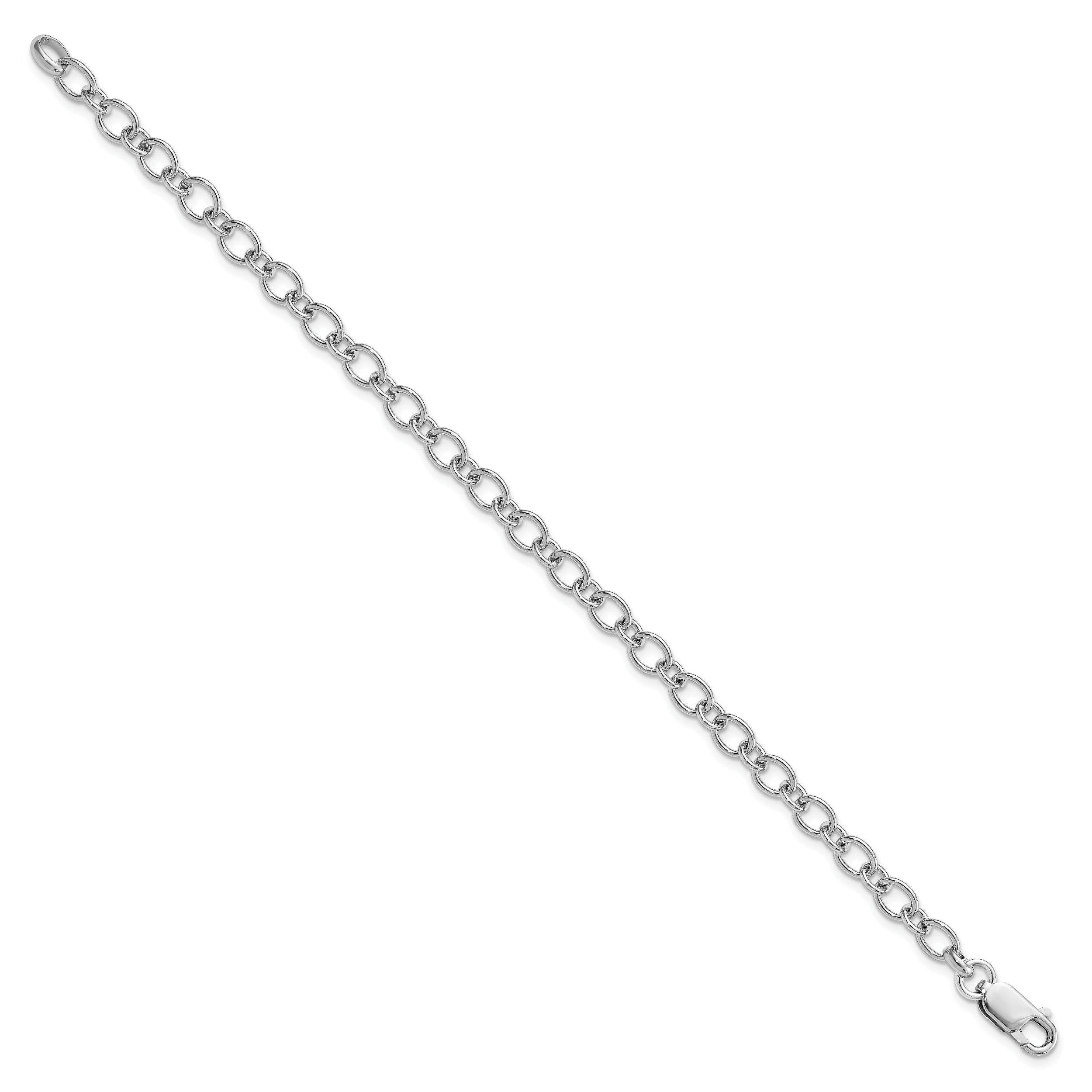 Amore La Vita Sterling Silver Rhodium-plated Polished 5mm 7.5 inch with Lobster Clasp Charm Bracelet