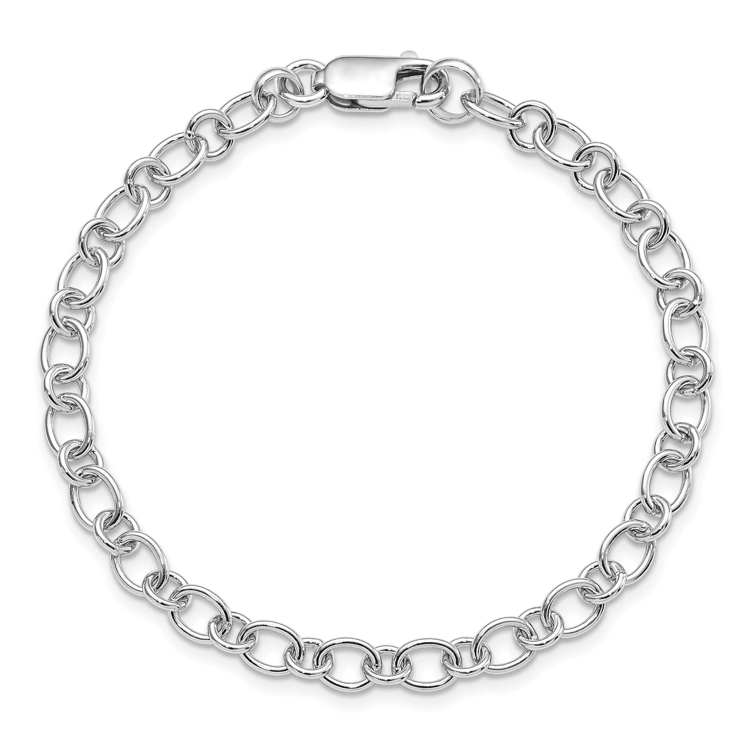 Amore La Vita Sterling Silver Rhodium-plated Polished 5mm 7.5 inch with Lobster Clasp Charm Bracelet