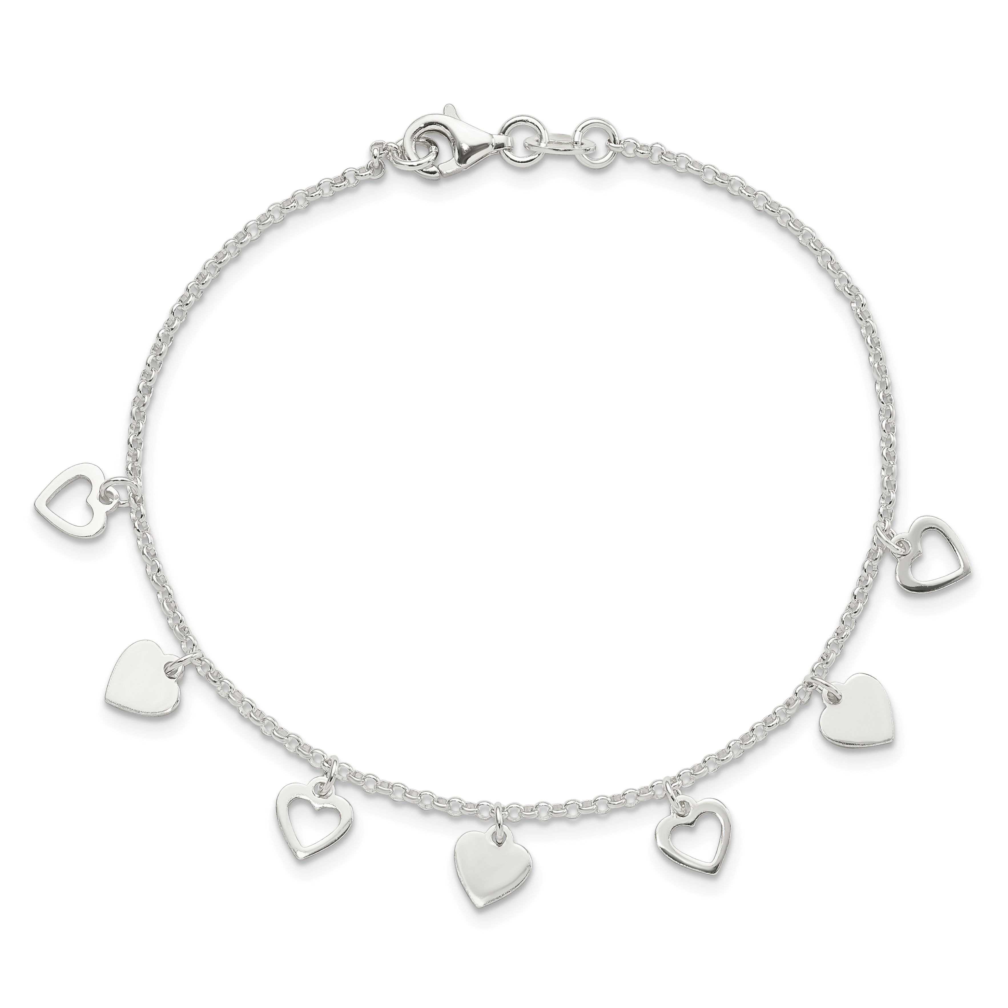 Sterling Silver w/ Hearts Bracelet