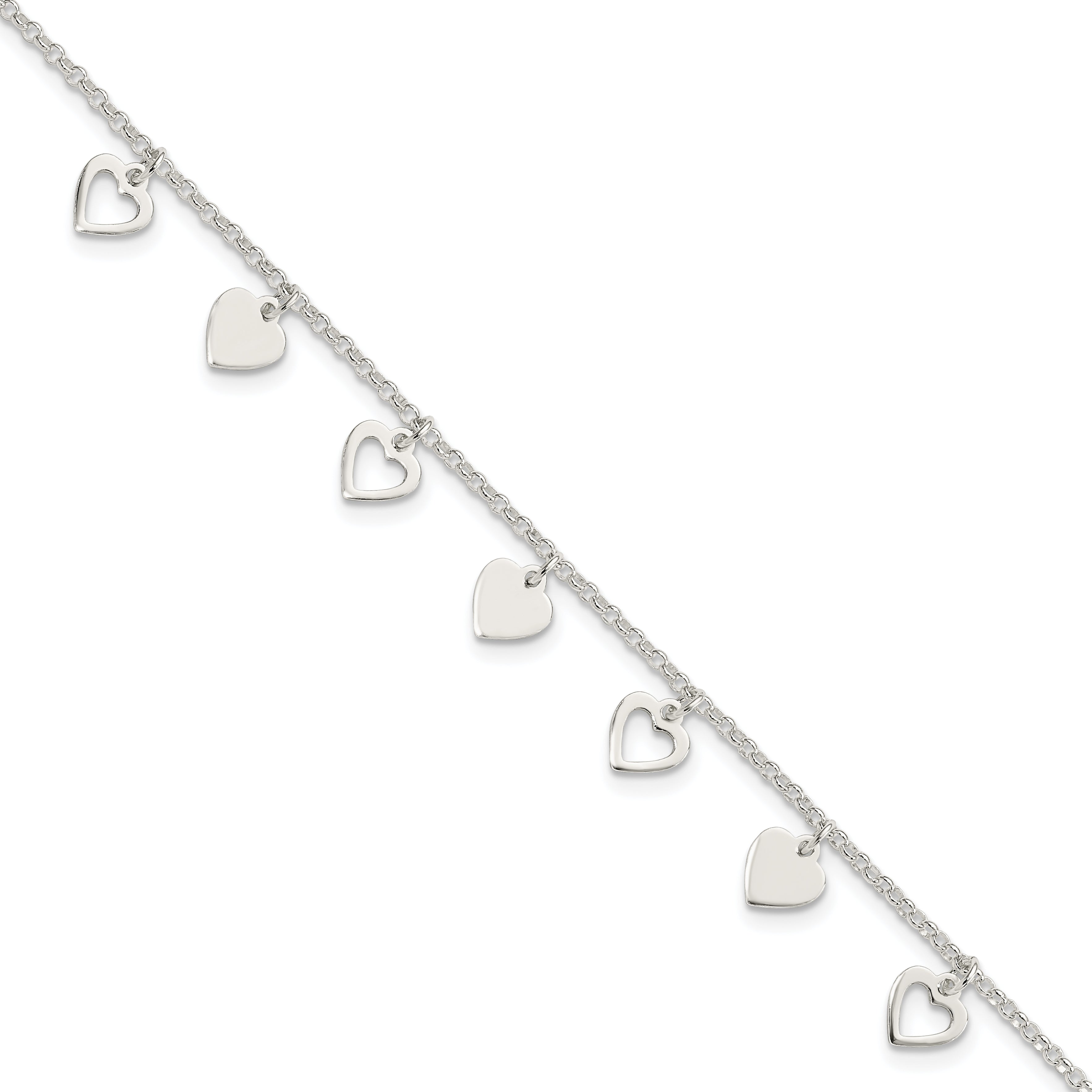 Sterling Silver w/ Hearts Bracelet