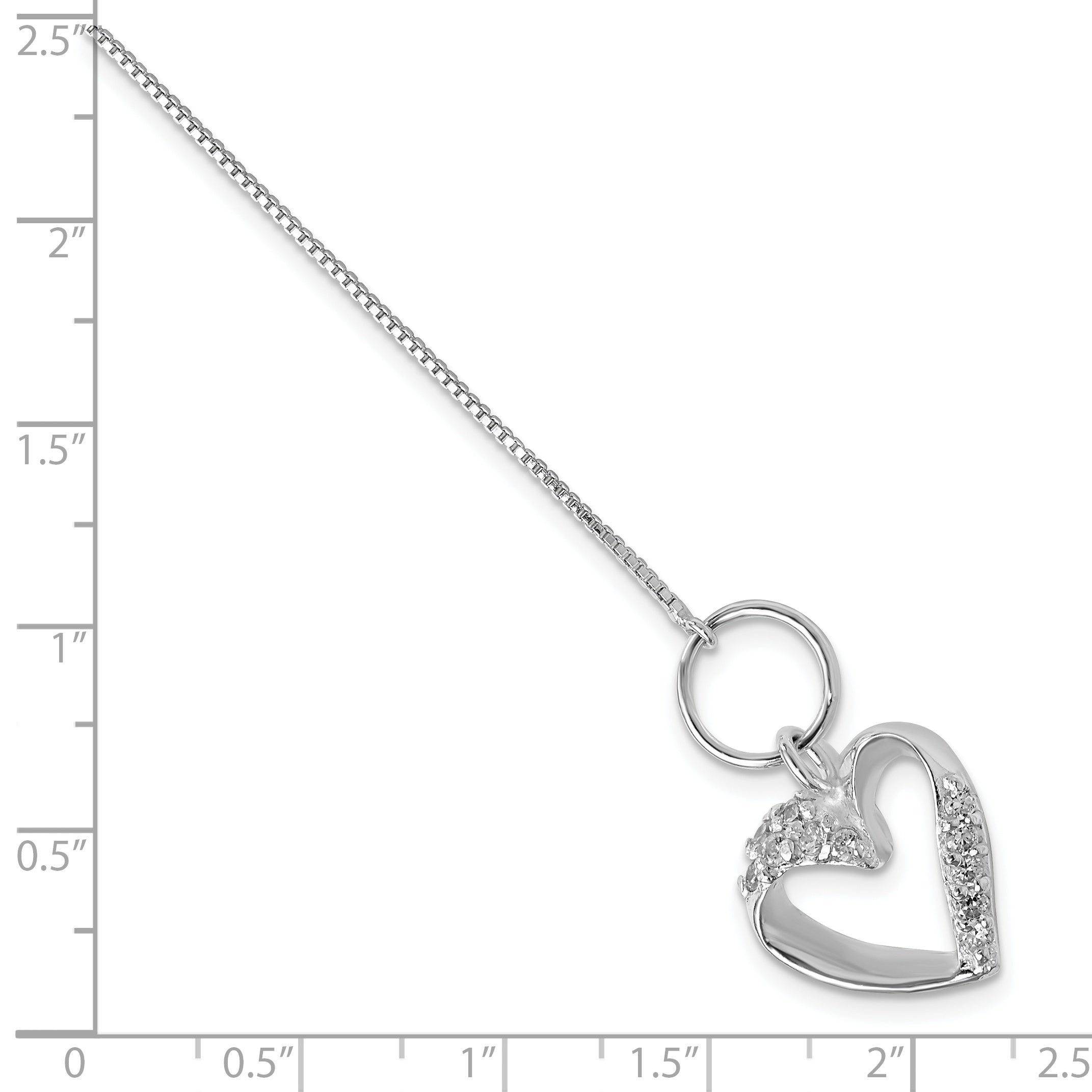 Sterling Silver Polished CZ Heart Toggle Bracelet