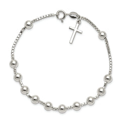 Sterling Silver Cross on Bead Bracelet