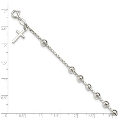 Sterling Silver Cross on Bead Bracelet