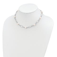 Sophia Jewelers Sterling Silver Pearl Necklace with Polished Rhodium Finish