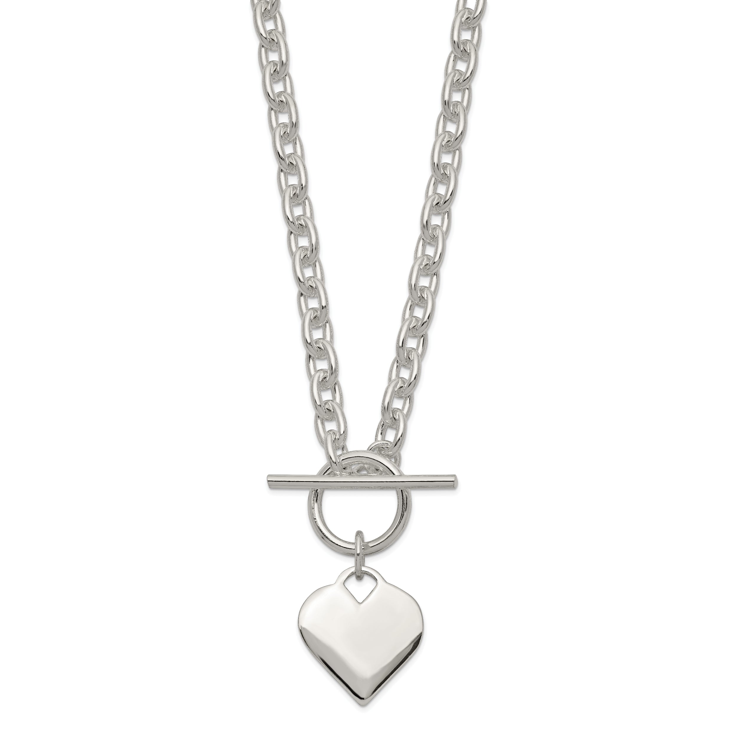 Sterling Silver Engraveable Heart Toggle Necklace