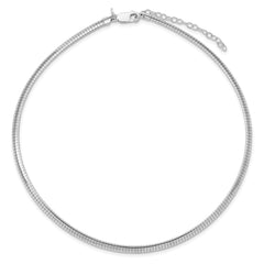 Sterling Silver Rhodium Plated 4mm w/2 in Ext Cubetto Chain