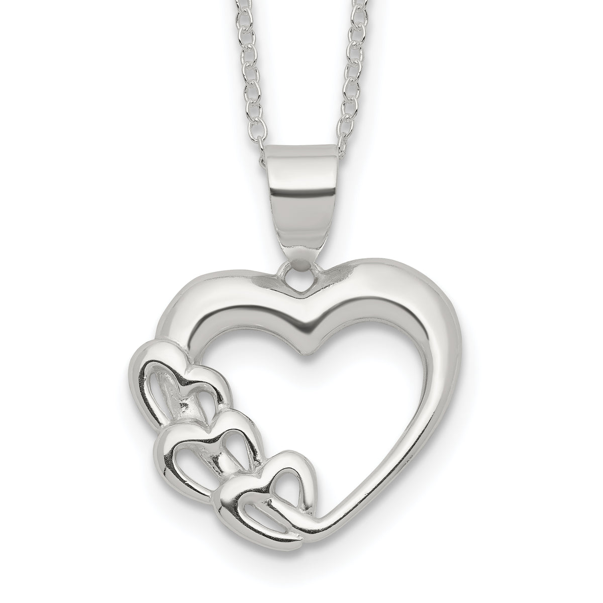 Sterling Silver Rhodium-plated Heart Necklace