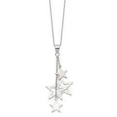 Sterling Silver Rhodium-plated Dangling Stars Necklace