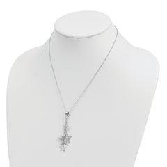 Sterling Silver Rhodium-plated Dangling Stars Necklace