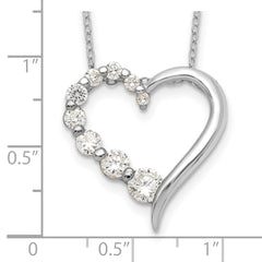 Sterling Silver Rhod-pltd Polished Open Heart CZ Journey 18in Necklace