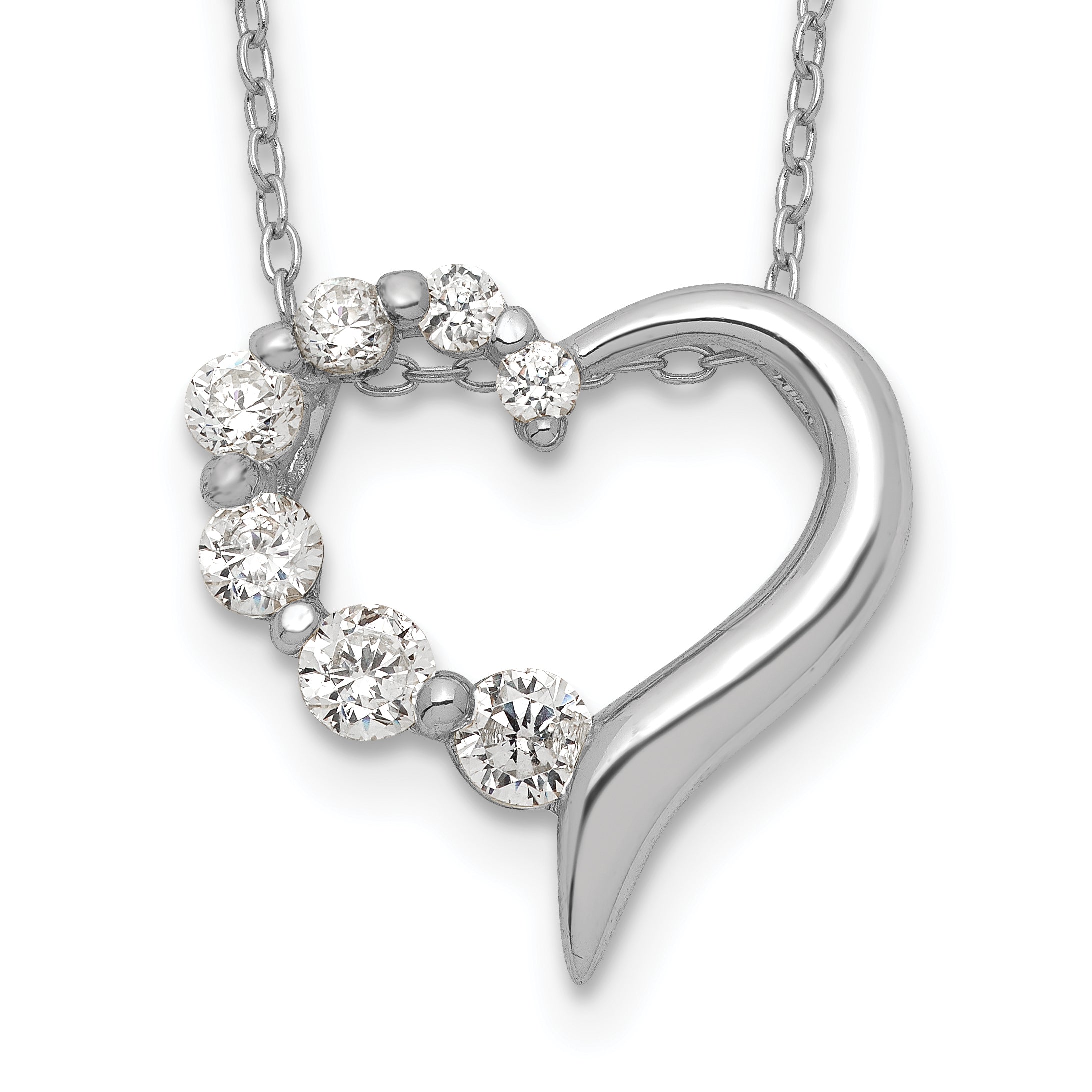 Sterling Silver CZ Heart Journey Necklace