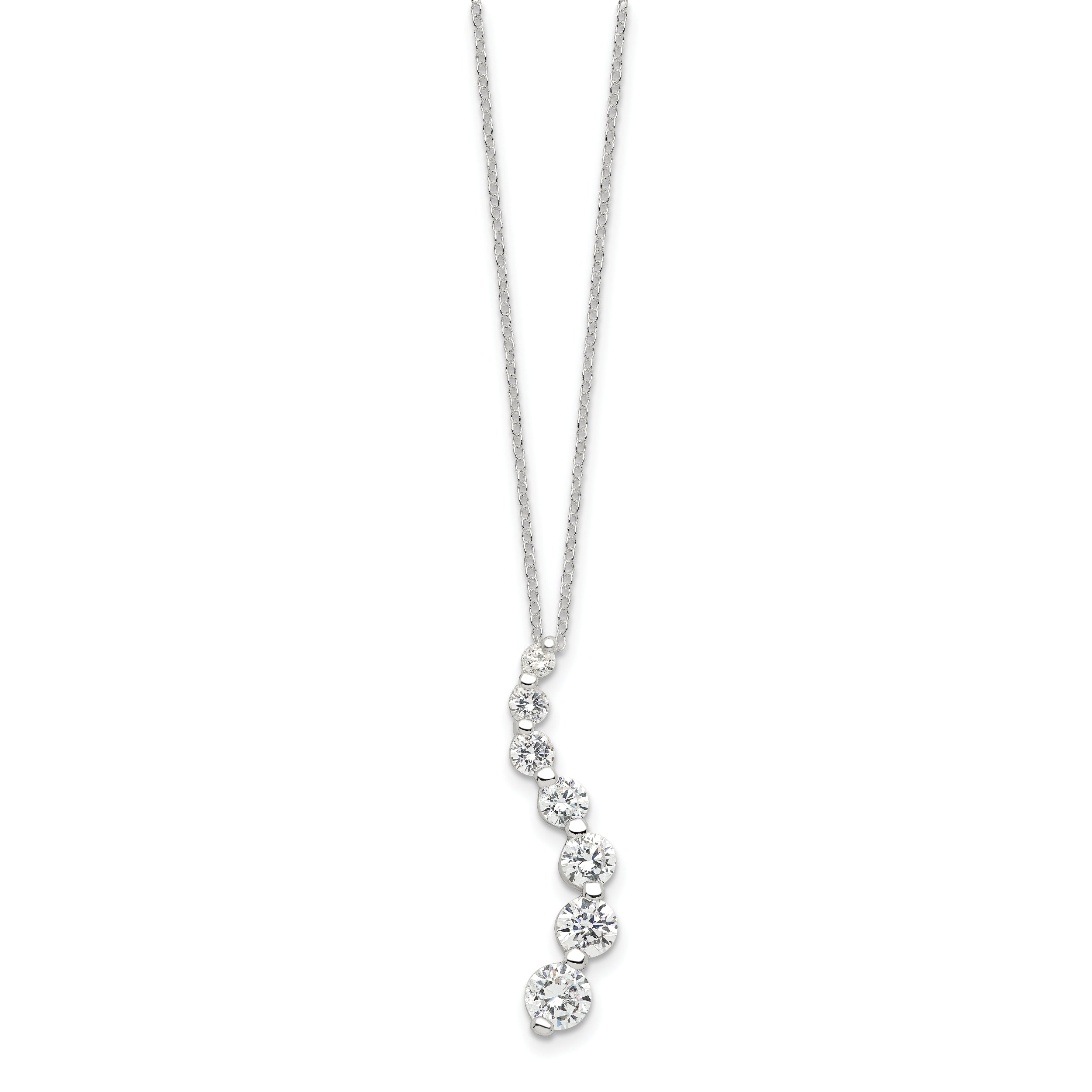 Sterling Silver Rhodium-plated CZ Journey Necklace