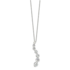 Sterling Silver Rhodium-plated CZ Journey Necklace