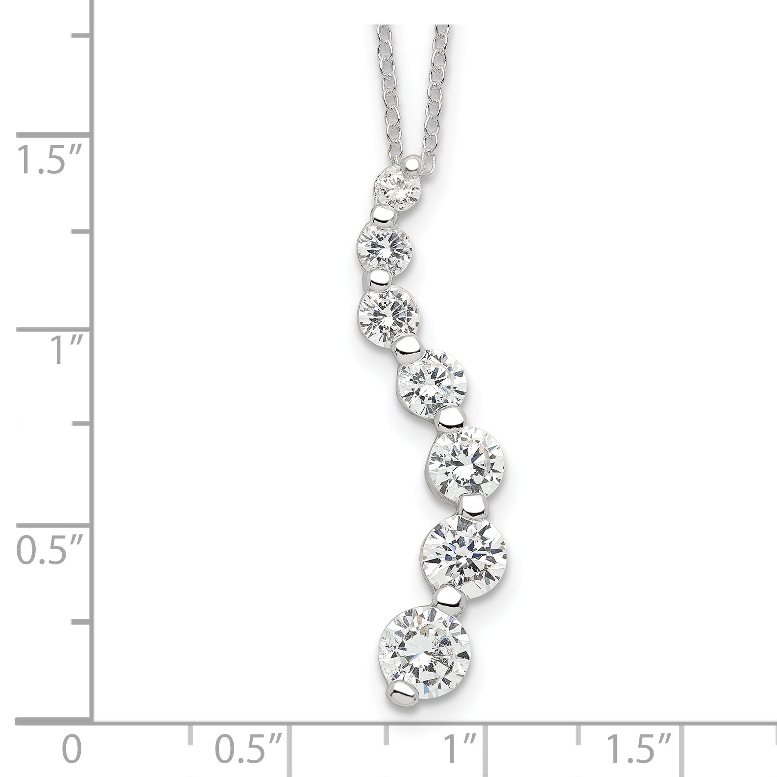 Sterling Silver Rhodium-plated CZ Journey Necklace