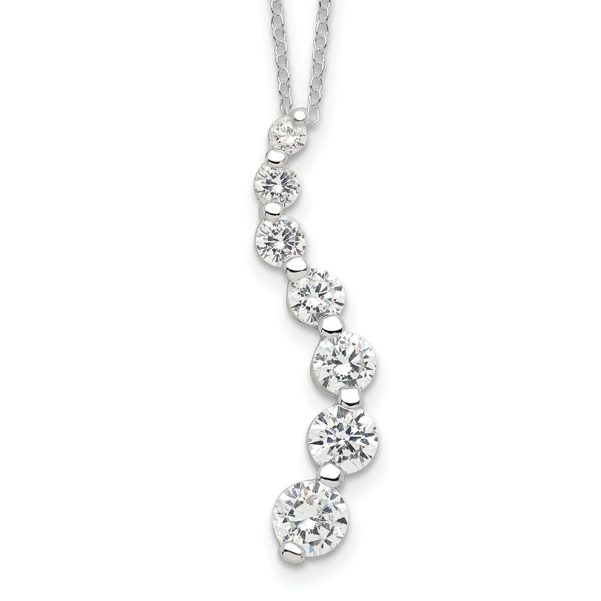 Sterling Silver Rhodium-plated CZ Journey Necklace