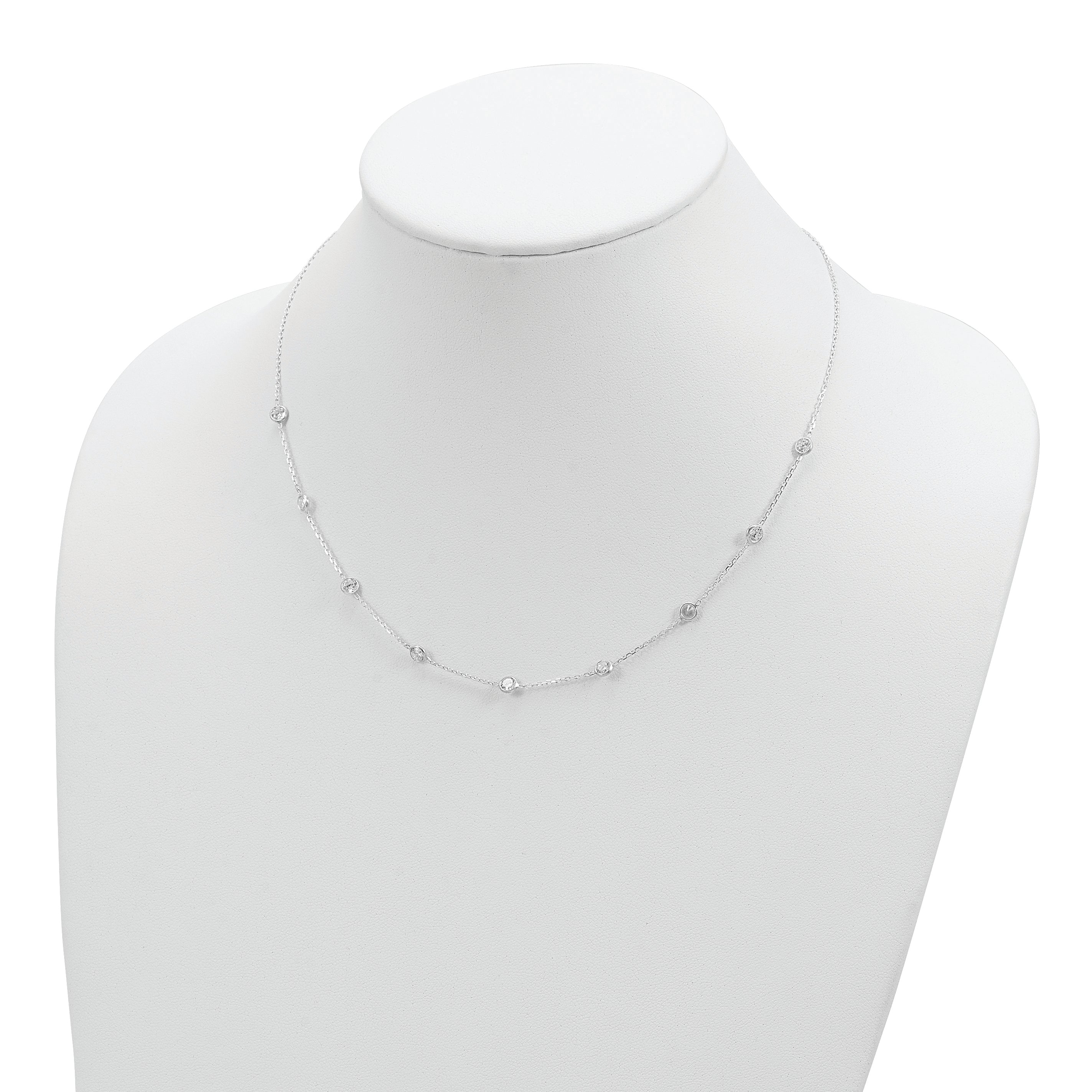 Sterling Silver Clear 4mm 9-Station CZ Necklace