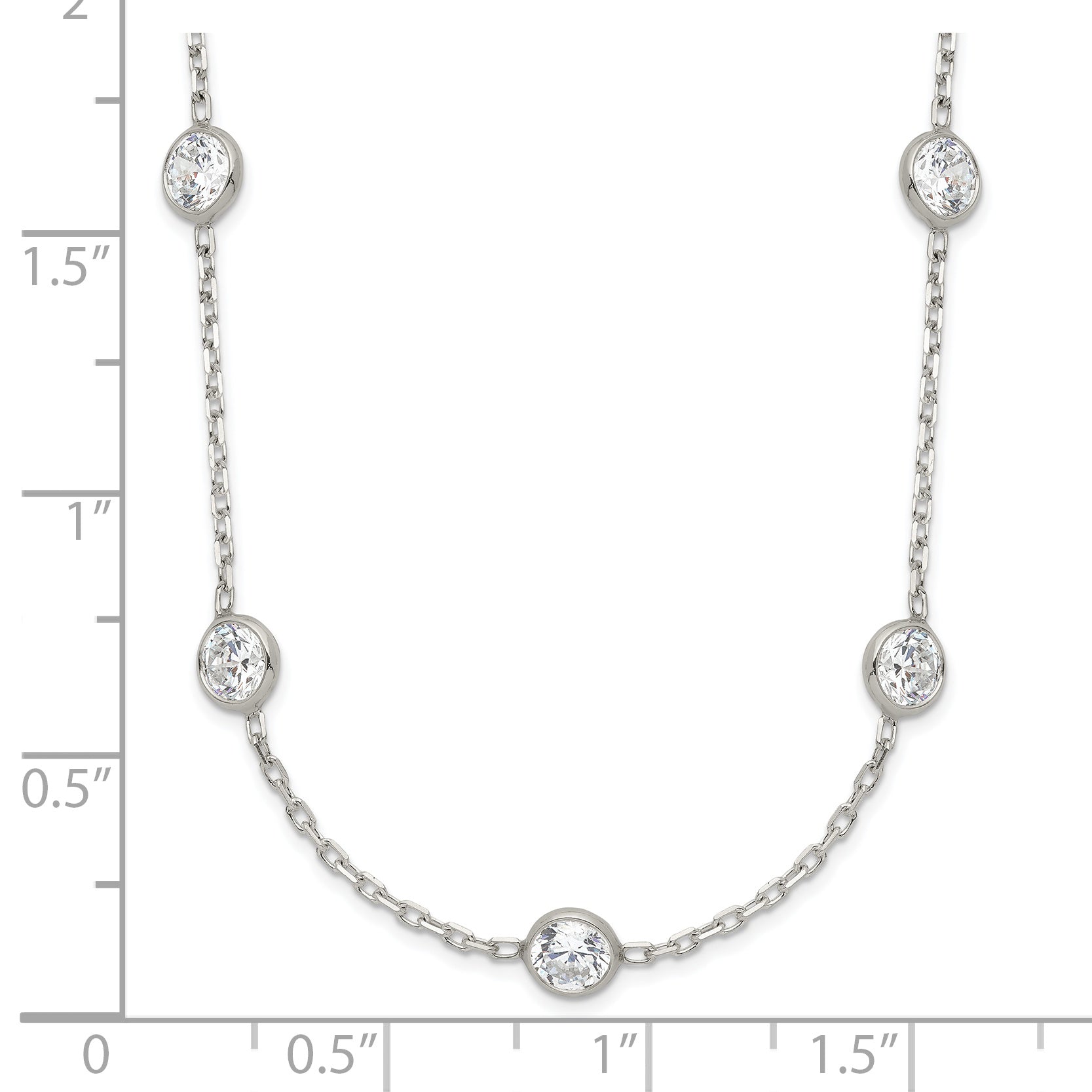 Sterling Silver Clear 4mm 9-Station CZ Necklace