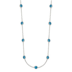 Sterling Silver 9-Station Blue CZ Necklace