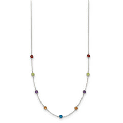 Sterling Silver 9-Station Multicolor CZ Necklace