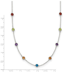 Sterling Silver 9-Station Multicolor CZ Necklace