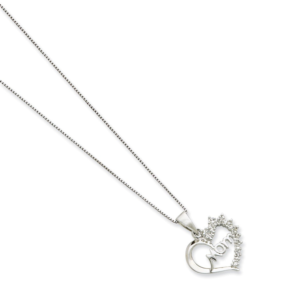 Sterling Silver Rhodium-plated Diam. Mom Necklace