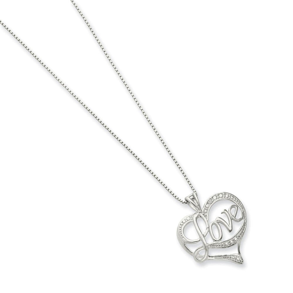 Sterling Silver Rhodium-plated Diam. Love Necklace