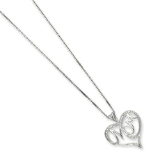 Sterling Silver Rhodium-plated Diam. Mom Necklace