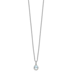 Brilliant Gemstones Sterling Silver with 14K Accent Rhodium-plated Sky Blue Topaz and Diamond 18 Inch Necklace with 2 Inch Extender