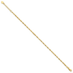 Sterling Silver Gold-tone D/C Polished 9in Plus a 1in ext. Anklet