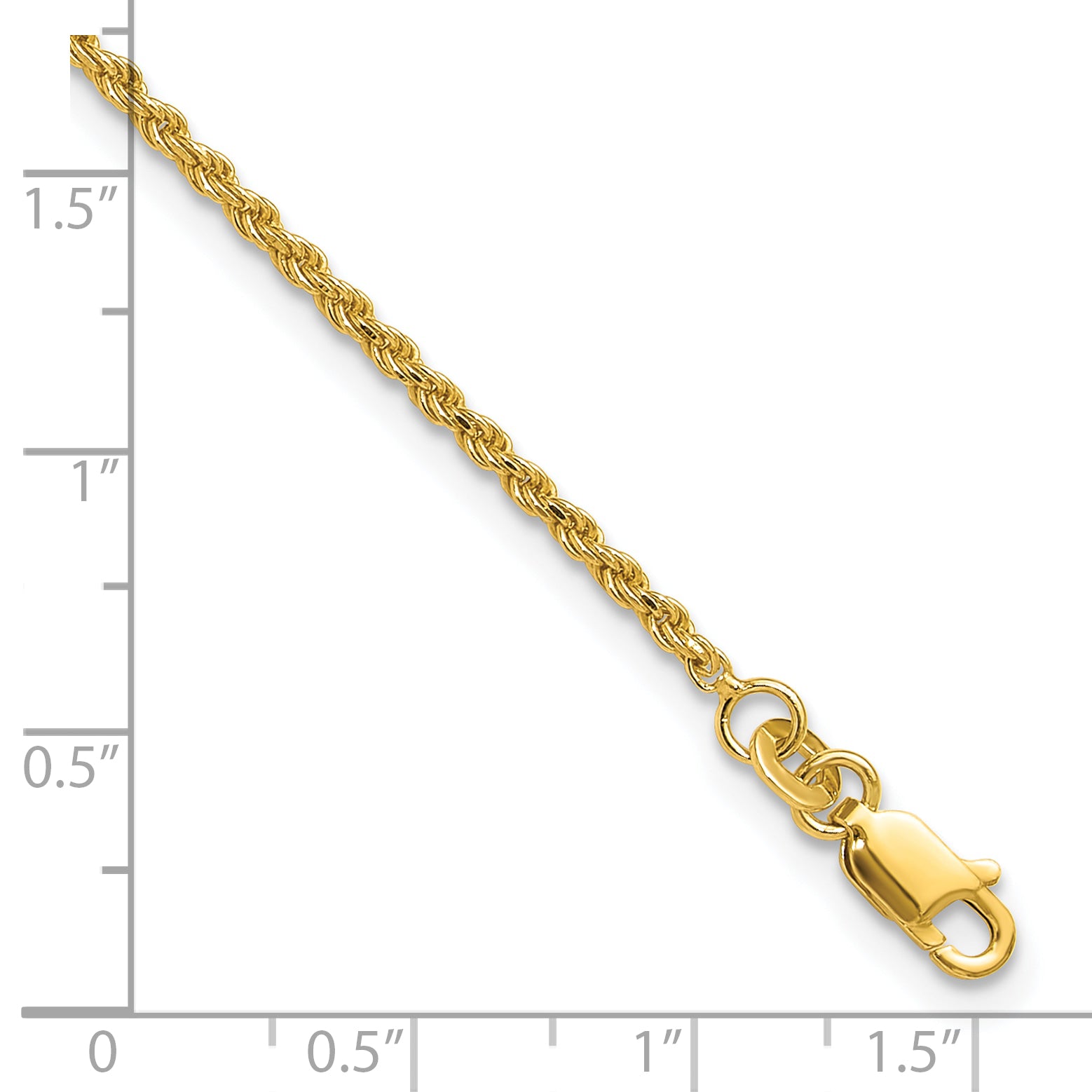 Sterling Silver Gold-tone D/C Rope 9in Plus 1in ext. Anklet