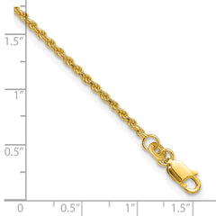 Sterling Silver Gold-tone D/C Rope 9in Plus 1in ext. Anklet