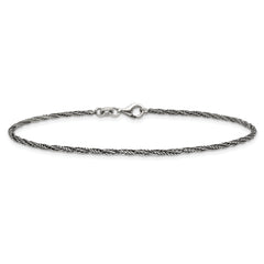 Sterling Silver 1.45mm Antiqued Anklet