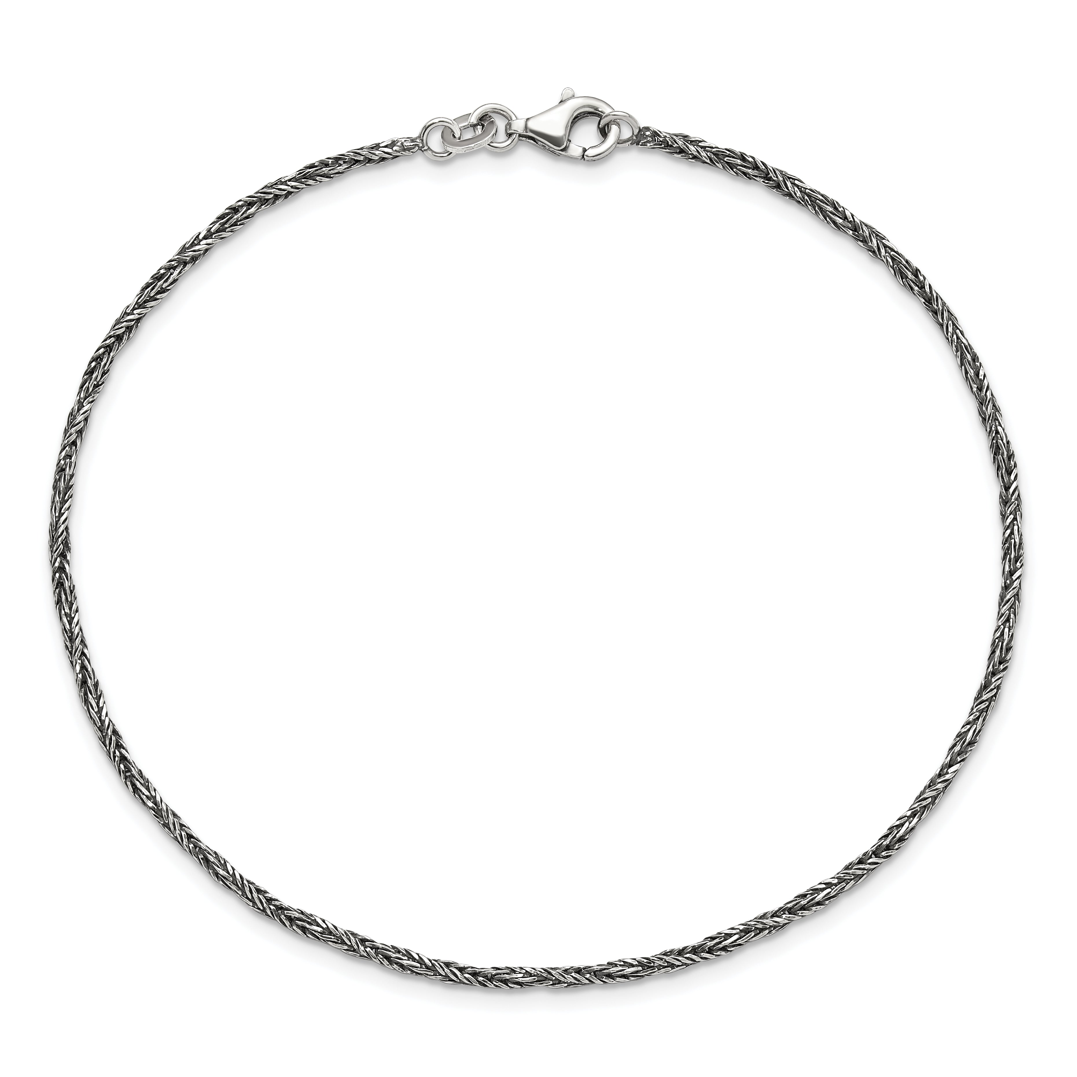 Sterling Silver 1.45mm Antiqued Anklet