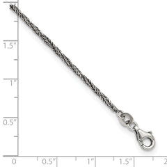 Sterling Silver 1.45mm Antiqued Anklet