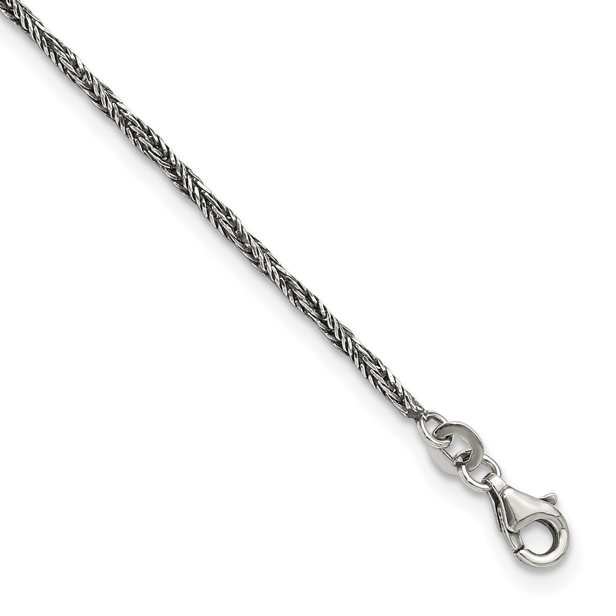 Sterling Silver 1.45mm Antiqued Anklet