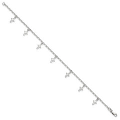 Sterling Silver 9 in Cross Anklet