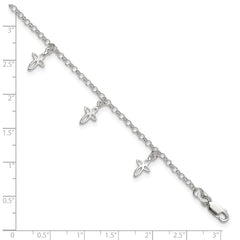 Sterling Silver 9 in Cross Anklet