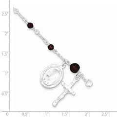 Sterling Silver Polished Rhodolite Garnet Children's Rosary Bracelet