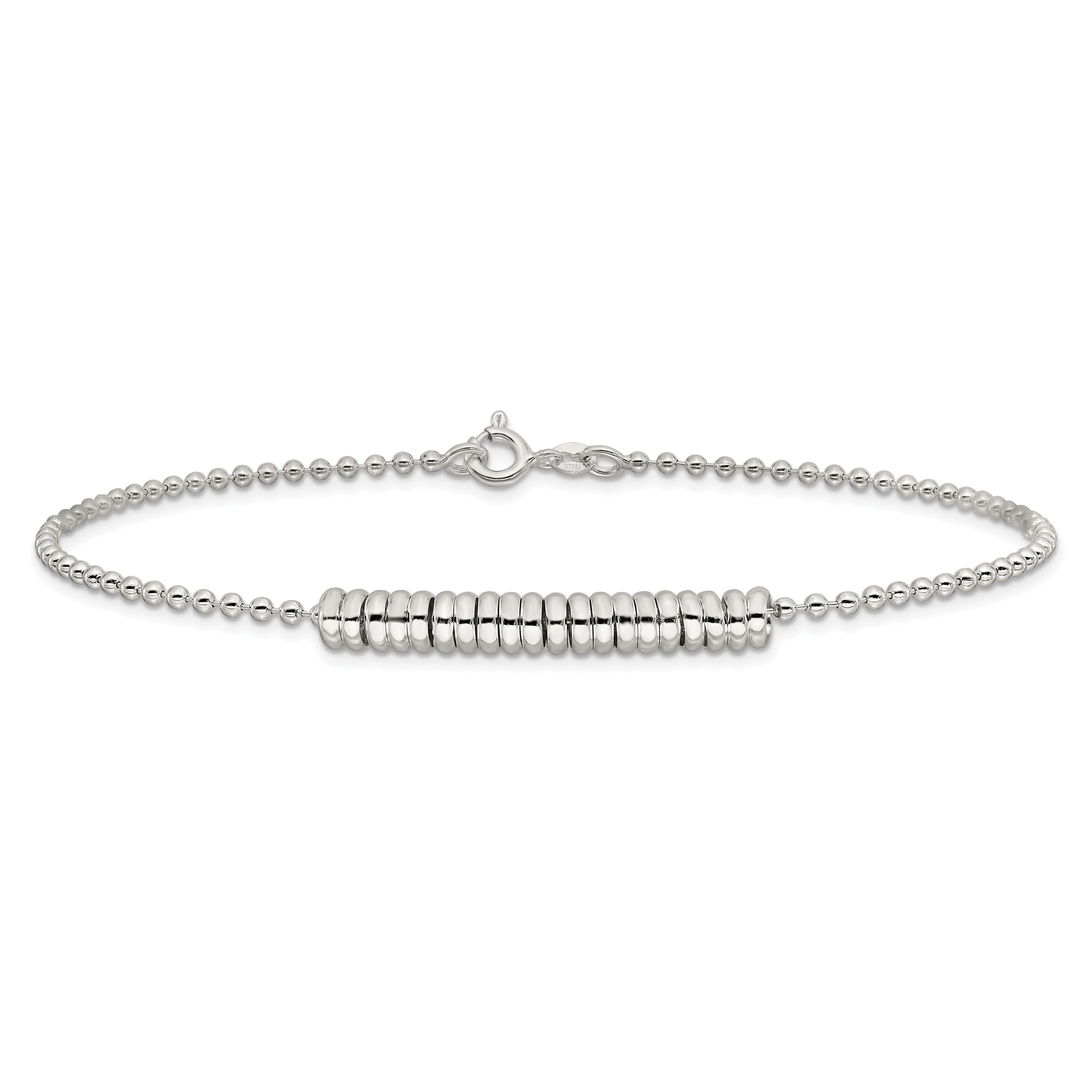 Sterling Silver 9inch Polished Fancy Love Ring Anklet