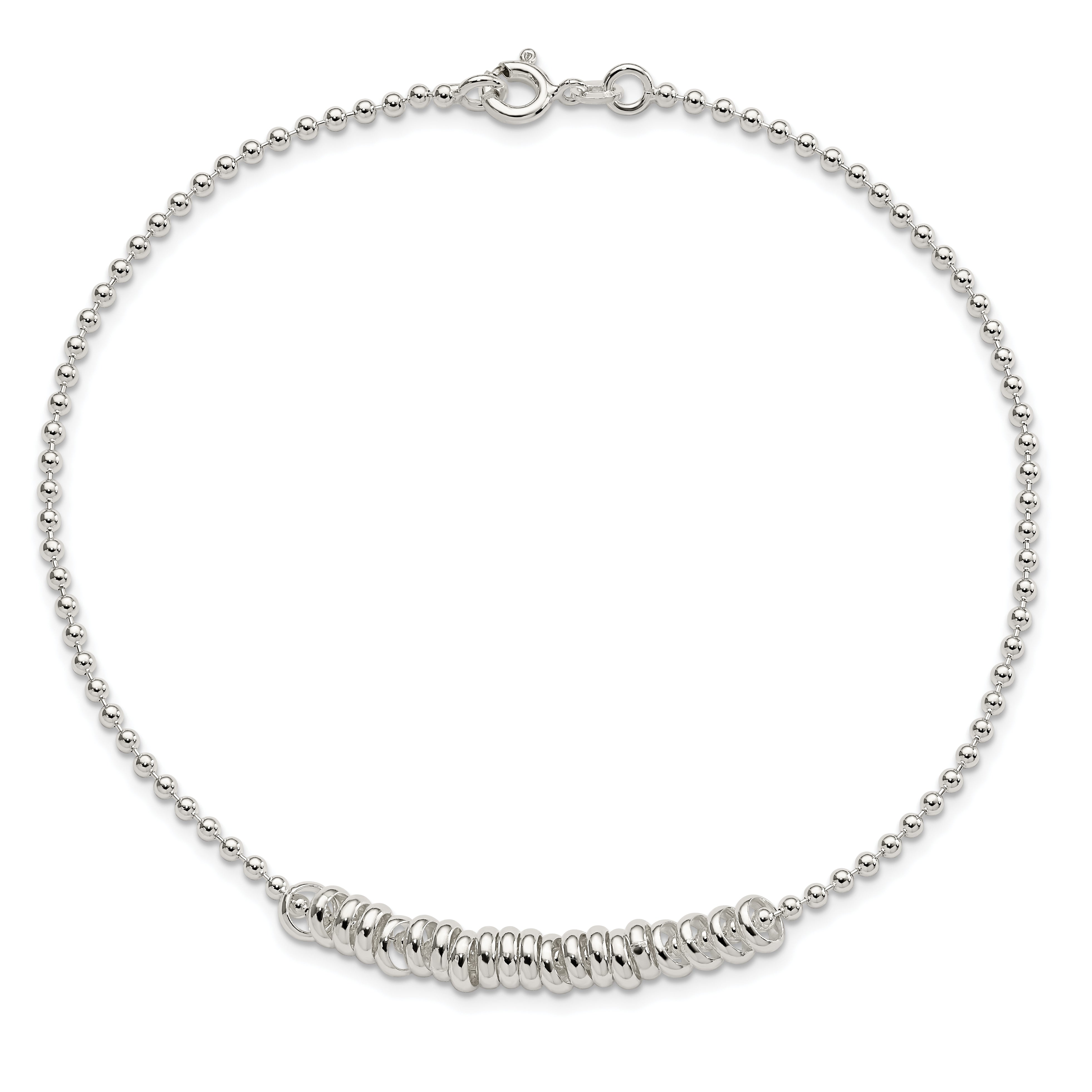 Sterling Silver 9inch Polished Fancy Love Ring Anklet