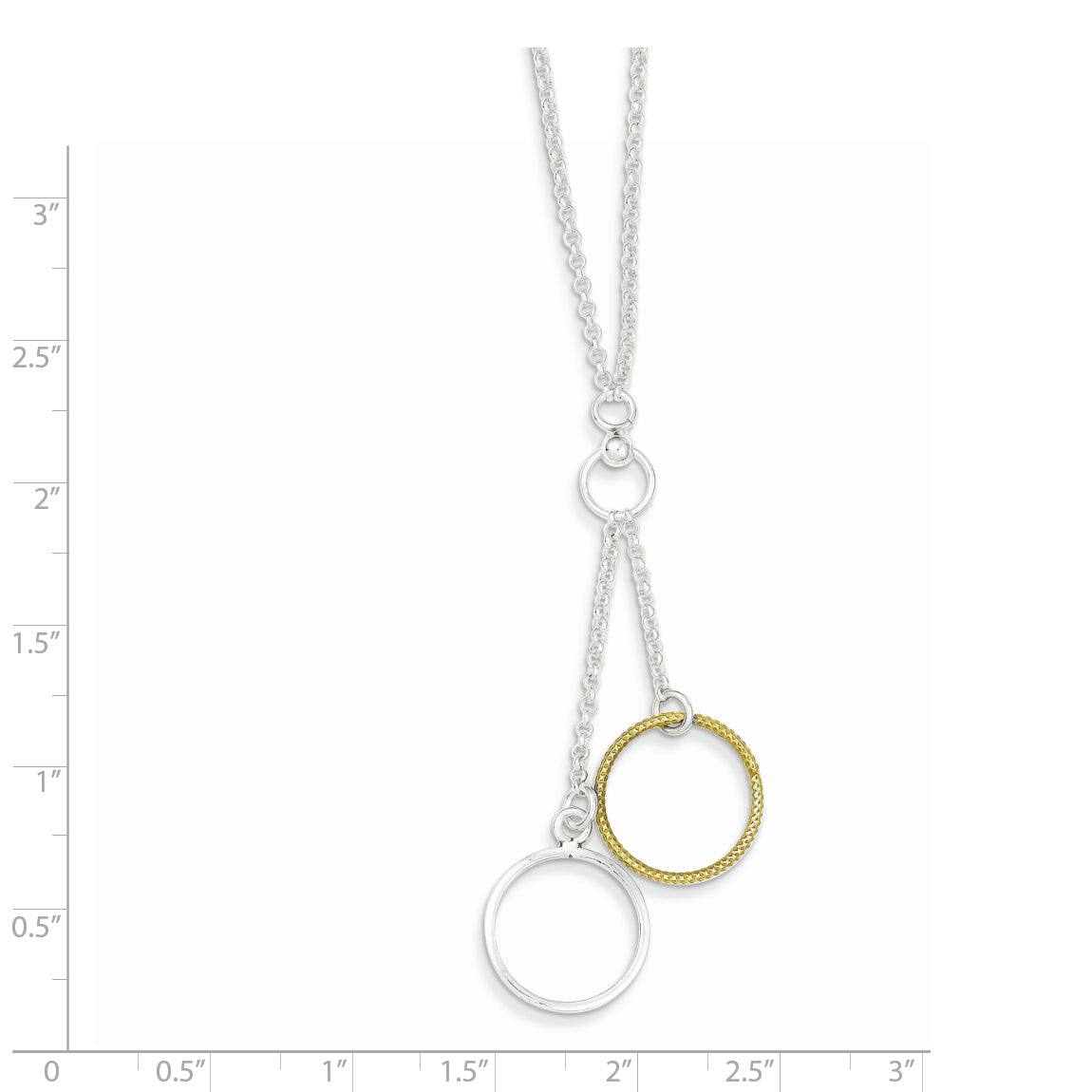 Sterling Silver and Vermeil Polished Fancy Circle Drop Necklace