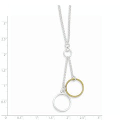 Sterling Silver and Vermeil Polished Fancy Circle Drop Necklace