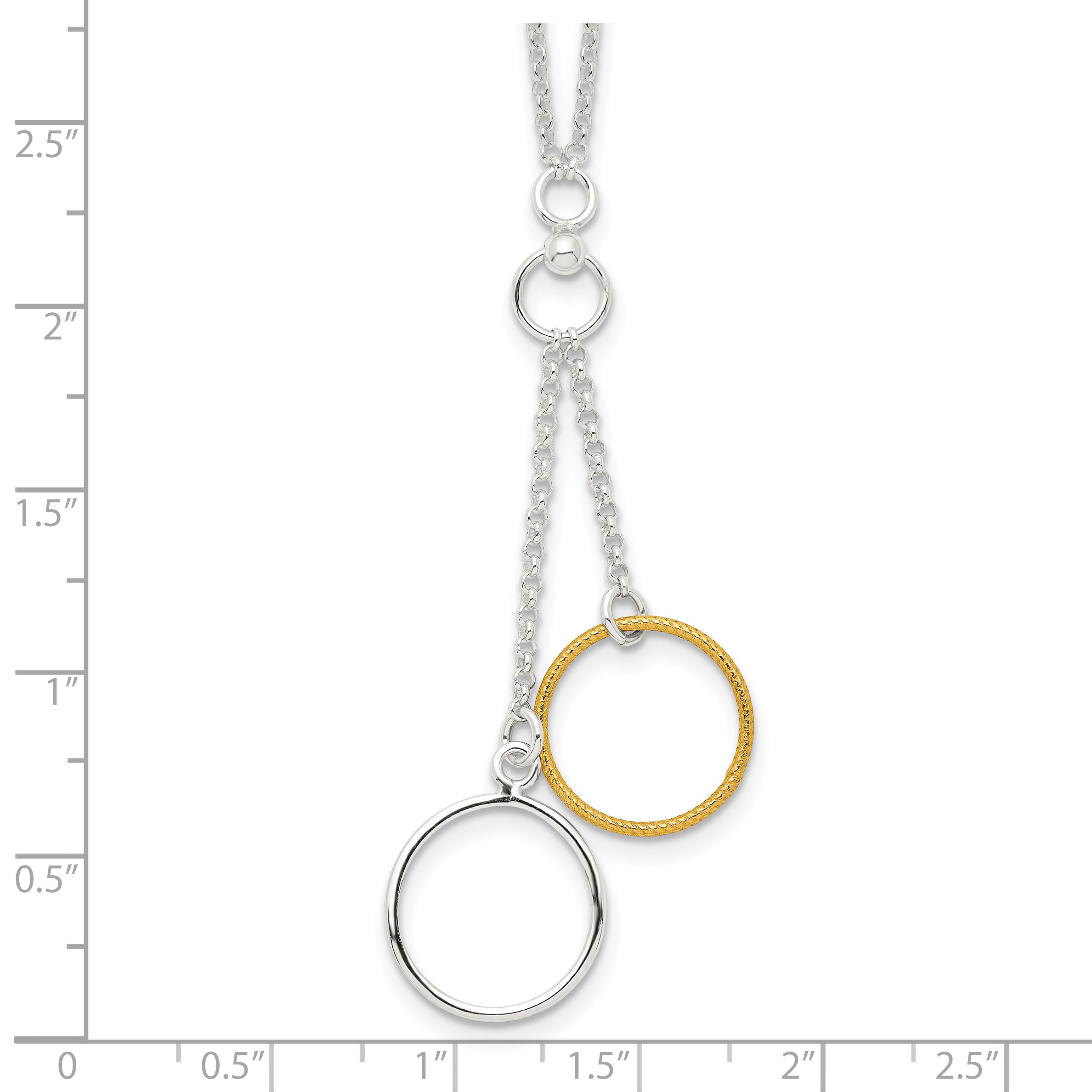 Sterling Silver and Vermeil Polished Fancy Circle Drop Necklace